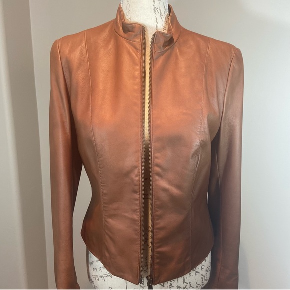 Danier Jackets & Blazers - Danier Caramel Colour Genuine Leather Moto Jacket Size Small